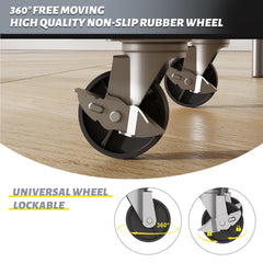 SNYNUXX Kitchen Island with Drop Leaf, Rolling Mobile Island Cart with Drawer, Wooden Countertop and Lockable Casters, Black-35.43"x23.62"x35.43"