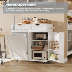 SNYNUXX Kitchen Island with Drop Leaf, Rolling Mobile Island Cart with Drawer, Wooden Countertop and Lockable Casters, Black-35.43"x23.62"x35.43"