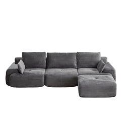 Love seat Sofa Couch for Living Room, Corduroy Fabric, Modern Memory Foam Compressed Sofa with Pillows, High-Resilience Memory Foam, Easy Assembly for Small Spaces (Grey, 1 Seat)