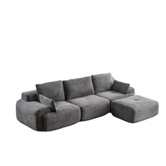 Love seat Sofa Couch for Living Room, Corduroy Fabric, Modern Memory Foam Compressed Sofa with Pillows, High-Resilience Memory Foam, Easy Assembly for Small Spaces (Grey, 1 Seat)