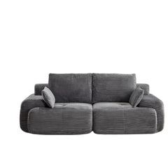 Love seat Sofa Couch for Living Room, Corduroy Fabric, Modern Memory Foam Compressed Sofa with Pillows, High-Resilience Memory Foam, Easy Assembly for Small Spaces (Grey, 1 Seat)