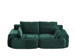 Love seat Sofa Couch for Living Room, Corduroy Fabric, Modern Memory Foam Compressed Sofa with Pillows, High-Resilience Memory Foam, Easy Assembly for Small Spaces (Grey, 1 Seat)