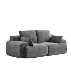 Love seat Sofa Couch for Living Room, Corduroy Fabric, Modern Memory Foam Compressed Sofa with Pillows, High-Resilience Memory Foam, Easy Assembly for Small Spaces (Grey, 1 Seat)