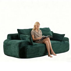 Love seat Sofa Couch for Living Room, Corduroy Fabric, Modern Memory Foam Compressed Sofa with Pillows, High-Resilience Memory Foam, Easy Assembly for Small Spaces (Grey, 1 Seat)