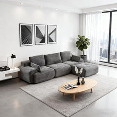 Love seat Sofa Couch for Living Room, Corduroy Fabric, Modern Memory Foam Compressed Sofa with Pillows, High-Resilience Memory Foam, Easy Assembly for Small Spaces (Grey, 1 Seat)