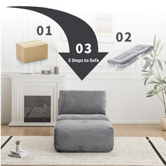 Love seat Sofa Couch for Living Room, Corduroy Fabric, Modern Memory Foam Compressed Sofa with Pillows, High-Resilience Memory Foam, Easy Assembly for Small Spaces (Grey, 1 Seat)