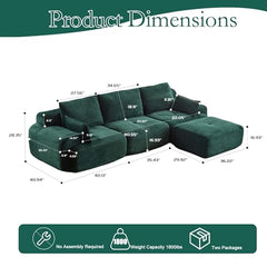 Love seat Sofa Couch for Living Room, Corduroy Fabric, Modern Memory Foam Compressed Sofa with Pillows, High-Resilience Memory Foam, Easy Assembly for Small Spaces (Grey, 1 Seat)