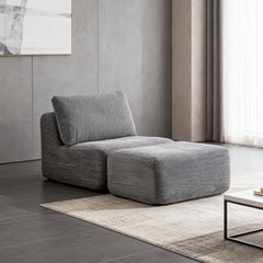 Love seat Sofa Couch for Living Room, Corduroy Fabric, Modern Memory Foam Compressed Sofa with Pillows, High-Resilience Memory Foam, Easy Assembly for Small Spaces (Grey, 1 Seat)