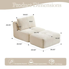 Love seat Sofa Couch for Living Room, Corduroy Fabric, Modern Memory Foam Compressed Sofa with Pillows, High-Resilience Memory Foam, Easy Assembly for Small Spaces (Grey, 1 Seat)