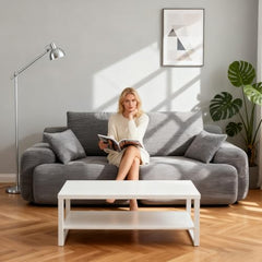 Love seat Sofa Couch for Living Room, Corduroy Fabric, Modern Memory Foam Compressed Sofa with Pillows, High-Resilience Memory Foam, Easy Assembly for Small Spaces (Grey, 1 Seat)