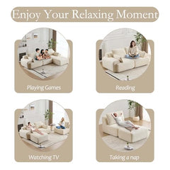 Love seat Sofa Couch for Living Room, Corduroy Fabric, Modern Memory Foam Compressed Sofa with Pillows, High-Resilience Memory Foam, Easy Assembly for Small Spaces (Grey, 1 Seat)