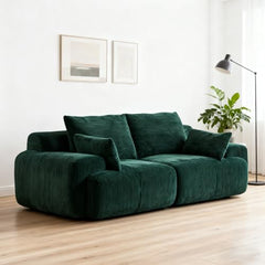 Love seat Sofa Couch for Living Room, Corduroy Fabric, Modern Memory Foam Compressed Sofa with Pillows, High-Resilience Memory Foam, Easy Assembly for Small Spaces (Grey, 1 Seat)