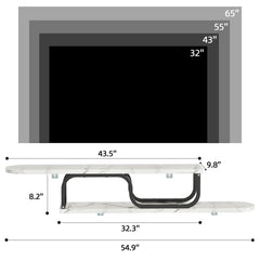 55”Floating Entertainment Center with LED Lights for 60/65/70 Inch TV, Floating TV Shelf with 5 Timers & 3 Colors & 6 Brightness Levels, Marble Wall-Mounted TV Stand for Living Room,Bedroom, White