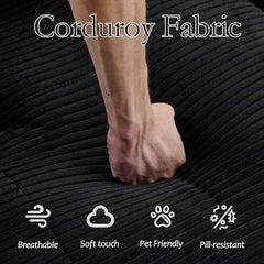 Love seat Sofa Couch for Living Room, Corduroy Fabric, Modern Memory Foam Compressed Sofa with Pillows, High-Resilience Memory Foam, Easy Assembly for Small Spaces (Grey, 1 Seat)