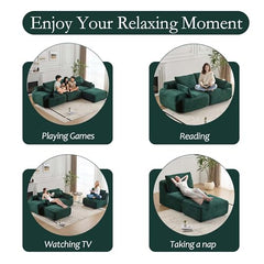 Love seat Sofa Couch for Living Room, Corduroy Fabric, Modern Memory Foam Compressed Sofa with Pillows, High-Resilience Memory Foam, Easy Assembly for Small Spaces (Grey, 1 Seat)