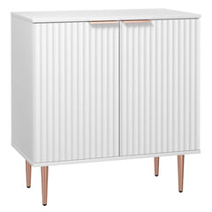 Sideboard Buffet Cabinet Set of 2, White Storage Cabinet with Fluted Doors and Adjustable Shelf, Modern Accent Cabinet Credenza Sideoard for Living Room, Dining Room, Hallway, White