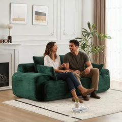 Love seat Sofa Couch for Living Room, Corduroy Fabric, Modern Memory Foam Compressed Sofa with Pillows, High-Resilience Memory Foam, Easy Assembly for Small Spaces (Grey, 1 Seat)