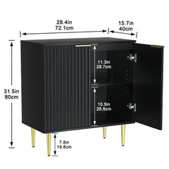 Sideboard Buffet Cabinet, Modern Coffee Bar Cabinet with Fluted Waveform Doors and Adjustable Shelf, Buffet Cabinet with Storage for Living Room, Dining Room, Hallway, Black