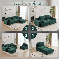 Love seat Sofa Couch for Living Room, Corduroy Fabric, Modern Memory Foam Compressed Sofa with Pillows, High-Resilience Memory Foam, Easy Assembly for Small Spaces (Grey, 1 Seat)