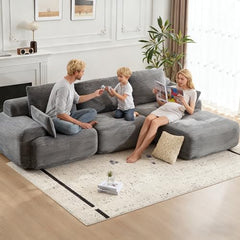 Love seat Sofa Couch for Living Room, Corduroy Fabric, Modern Memory Foam Compressed Sofa with Pillows, High-Resilience Memory Foam, Easy Assembly for Small Spaces (Grey, 1 Seat)