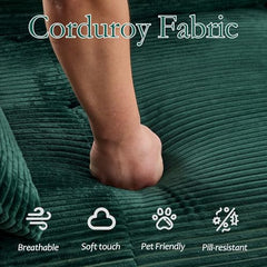 Love seat Sofa Couch for Living Room, Corduroy Fabric, Modern Memory Foam Compressed Sofa with Pillows, High-Resilience Memory Foam, Easy Assembly for Small Spaces (Grey, 1 Seat)