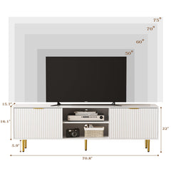 55”Floating Entertainment Center with LED Lights for 60/65/70 Inch TV, Floating TV Shelf with 5 Timers & 3 Colors & 6 Brightness Levels, Marble Wall-Mounted TV Stand for Living Room,Bedroom, White