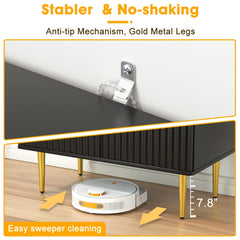 Sideboard Buffet Cabinet, Modern Coffee Bar Cabinet with Fluted Waveform Doors and Adjustable Shelf, Buffet Cabinet with Storage for Living Room, Dining Room, Hallway, Black