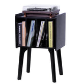 EOYUTLLY Record Player Stand Record Player Cabinet with 4 Cabinet Vinyl Record Stand with 4 Wood Legs Suitable for 7โand 10โRecord Vinyl Record Storage for Bedroom Living Room Black