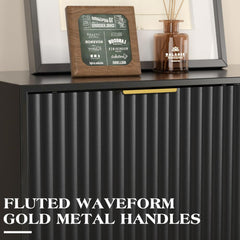 TV Stand for 65 Inch TV, Fluted Doors Entertainment Center with Storage, TV Console Table with Sliding Doors & Adjustable Shelves, TV Stand for Bedroom Living Room(White)