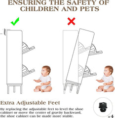 EOYUTLLY Shoe Cabinet Storage for Entryway, Narrow Shoe Rack Cabinet with 4 Flip Drawers, Freestanding Hidden Shoe Rack Storage Organizer, White with Metal Legs