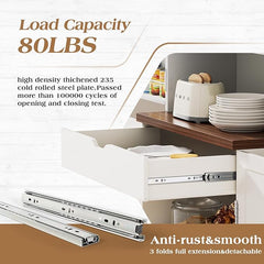 72” Pantry Cabinet, Tall Kitchen Storage Cabinet with 2-Raw Wine Rack, 10 Hooks & 6 Door Shelves, Modern Farmhouse Cupboard with Adjustable Shelf and Drawer for Kitchen, Dining Room, White (White)