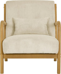 Mid Century Modern Accent Chairs, Upholstered Corduroy Fabric Lounge Arm Chair with Lumbar Cushion & Solid Wood Frame for for Living Room, Bedroom, Balcony, Camel