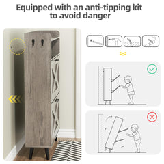 EOYUTLLY Shoe Cabinet Storage for Entryway, Narrow Shoe Rack Cabinet with 3 Flip Drawers & Coat Rack, Hidden Shoe Storage Cabinet, 2-in-1 Hall Tree Slim Freestanding Shoe Rack Organizer, Rustic Brown