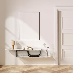 55”Floating Entertainment Center with LED Lights for 60/65/70 Inch TV, Floating TV Shelf with 5 Timers & 3 Colors & 6 Brightness Levels, Marble Wall-Mounted TV Stand for Living Room,Bedroom, White