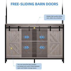 55-75 Gallon Fish Tank Stand with Power Outlets, Heavy Duty Metal Frame Aquarium Stand with Barn Door, Turtle Reptile Terrariums Stand, 1000LBS Capacity, Brown