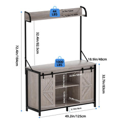 55-75 Gallon Fish Tank Stand with Power Outlets, Heavy Duty Metal Frame Aquarium Stand with Barn Door, Turtle Reptile Terrariums Stand, 1000LBS Capacity, Brown