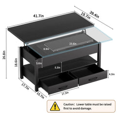 42'' Lift Top Coffee Table, 4-in-1 Multifunctional Lift Coffee Table with Storage & Hidden Compartments, Farmhouse Coffe Table with Lifting top for Living Room, Dining Reception Room, White