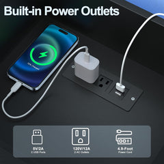 Nightstand with Charging Station, LED Nightstand with Sliding Top, Modern Black Nightstand with 3 Acrylic Drawers, Bedside Table with Storage for Bedroom, Black