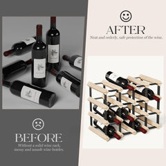 Wooden Wine Rack Countertop- Stylish Wine Racks for Cabinets, Perfect for Organizing and Displaying Your Wine Collection, Durable & Space-Saving Wine Storage Solution(16 Bottles)