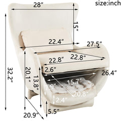 Velvet Fabric Living Room Chair, Modern Oval Round Armchair, 2 in 1 Pet Friendly Single Sofa Chair with Thickened Backrest and Classic Track Arms for Office/Bedroom/Reading Spaces, Orange