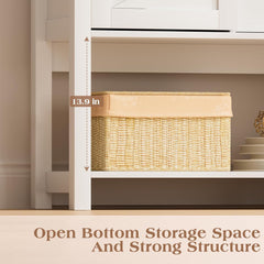 Coffee Bar Cabinet, 46”Farmhouse Coffee Bar with 2 Drawers and Sliding Barn Doors, Coffee Bar Buffet Cabinet Entryway Table with Storage for Dining Room, Living Room, Entryway, White