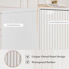 TV Stand for 65 Inch TV, Fluted TV Stand with Curved Profile, Modern Entertainment Center TV Console Table with Sliding Doors & Adjustable Shelves, TV Stands for Living Room Bedroom, Black