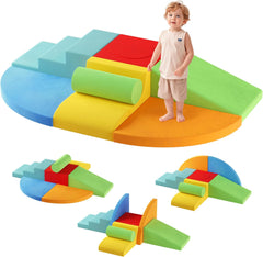 Large 8-Piece Foam Climbing Blocks for Toddlers, Soft Play Climbing Toys with Non-Slip Bottom, Baby Climbing Blocks Boost Motor Skills & Coordination,Indoor Play Gym Set for Climbing & Crawling