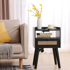 EOYUTLLY Nightstand Set of 2, End Table with Charging Station and Drawer Storage, Bedside Table with USB Ports Modern End Table for Living Room, Bedroom and Small Space, Black