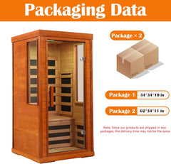 Far Infrared Sauna for Home One Person, 1170W Fast Heating Solid Wood Indoor Dry Sauna Room with LCD Display, Tempered Glass Door/Bluetooth Speakers/Vent and LED Lighting, Easy Assembly