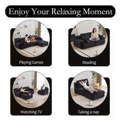 Love seat Sofa Couch for Living Room, Corduroy Fabric, Modern Memory Foam Compressed Sofa with Pillows, High-Resilience Memory Foam, Easy Assembly for Small Spaces (Grey, 1 Seat)