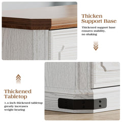 6 Drawer Dresser, 52" Wide Modern Chest of Drawers with Embossed Textures & Beveled Edges, Wood Double Dresser Farmhouse Storage Dressers Drawer Organizers for Bedroom, Living Room, Grey