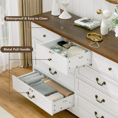 9 Drawer White Dresser for Bedroom - 55" Dressers Chests of Drawers - Large Dresser for Clothes Closet - Farmhouse Storage Dresser for Living Room, Entryway, Hallway