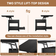 42'' Lift Top Coffee Table, 4-in-1 Multifunctional Lift Coffee Table with Storage & Hidden Compartments, Farmhouse Coffe Table with Lifting top for Living Room, Dining Reception Room, White