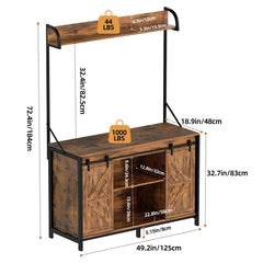 55-75 Gallon Fish Tank Stand with Power Outlets, Heavy Duty Metal Frame Aquarium Stand with Barn Door, Turtle Reptile Terrariums Stand, 1000LBS Capacity, Brown